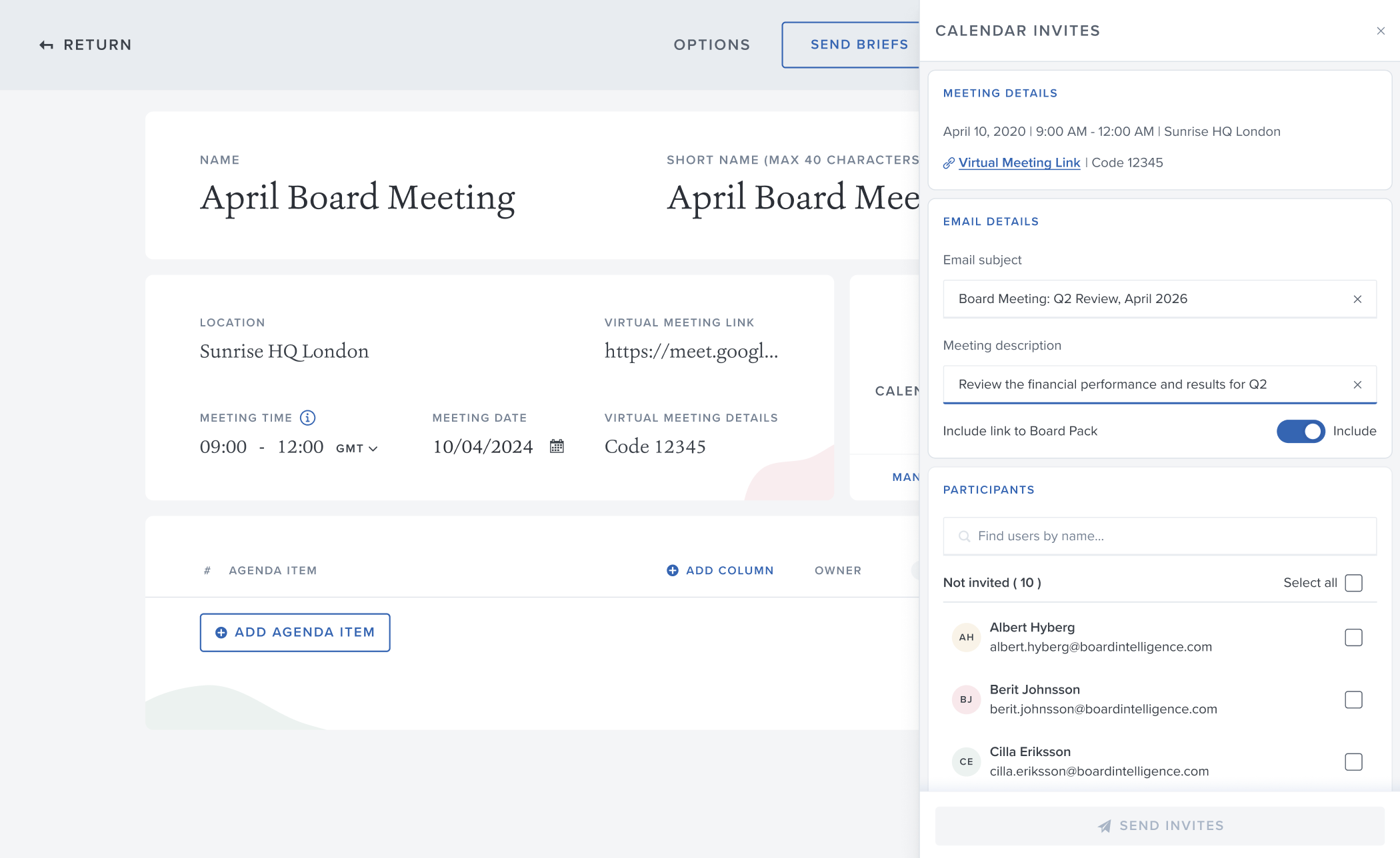 Calendar Invites